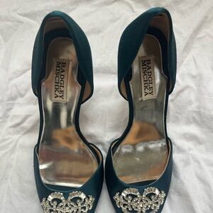 Badgley Mischka Women's Blue-Green Embellished Heels